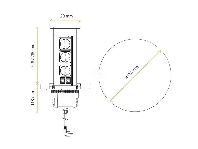 ASA 06013E00002 Vestavná zásuvková jednotka VERSALUX s LED osvětlením, 3x230V, 1xUSB 5V (nabíječka), chrom ASA 06013E00002 Vestavná zásuvková jednotka VERSALUX s LED osvětlením, 3x230V, 1xUSB 5V (nabíječka), chrom
